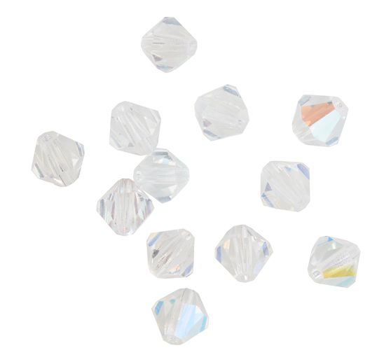 Glass cut glitter beads, 6 mm