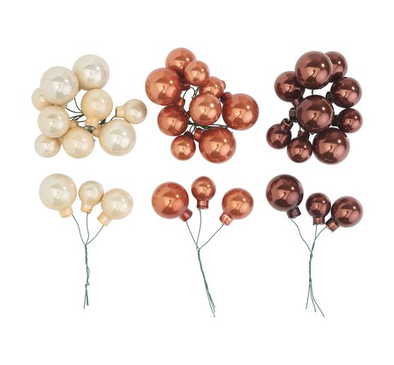 Christmas balls made of glass on wire, 36 pieces, Ø 20 / 25 / 30 mm