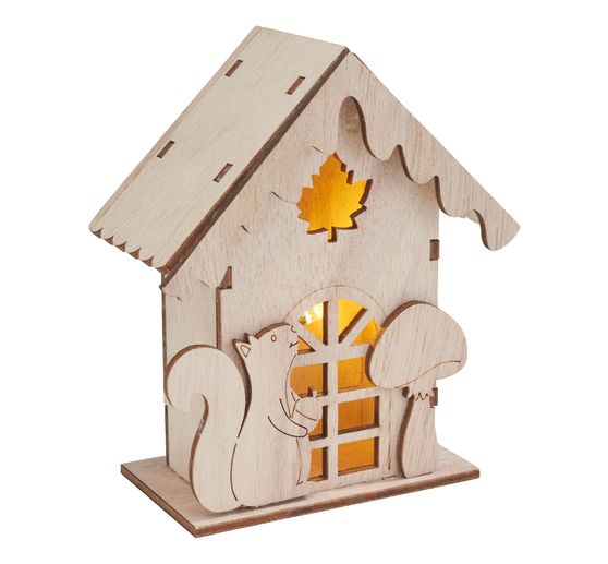 Kit di costruzione in legno VBS "Casa d'autunno", incl. LED