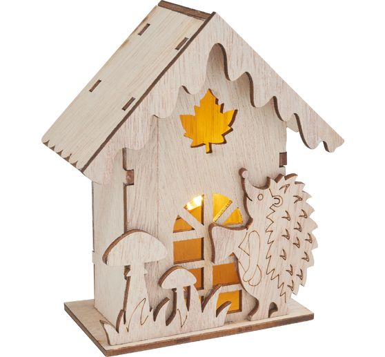 Kit di costruzione in legno VBS "Casa d'autunno", incl. LED