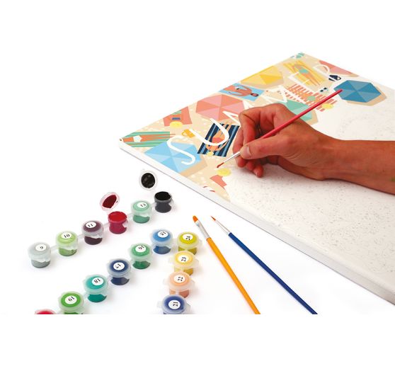 Painting by numbers, stretched canvas