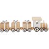 Miniature wooden train, with 3 gift wagons Natural/White