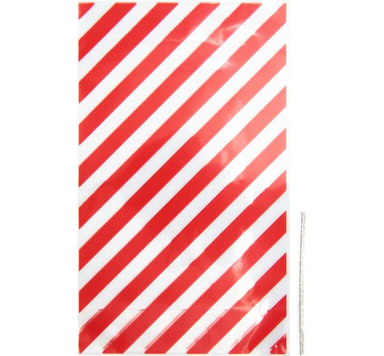 Bottom gusset bag "Red stripes" with sealing strip