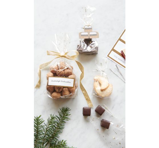 Bottom gusset bag "Golden stars" with sealing strip