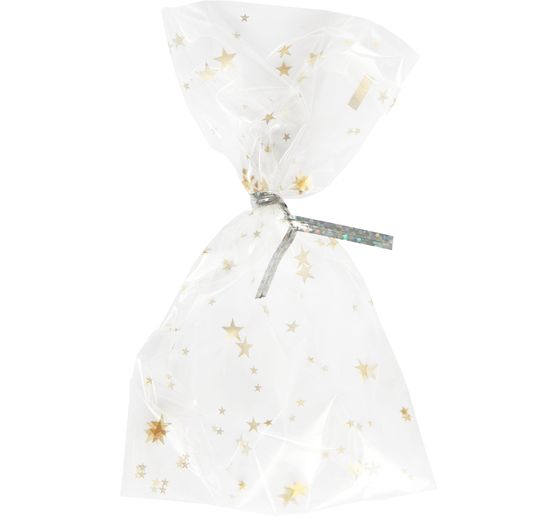 Bottom gusset bag "Golden stars" with sealing strip