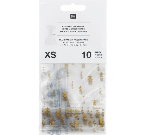 Bottom gusset bag "Golden stars" with sealing strip