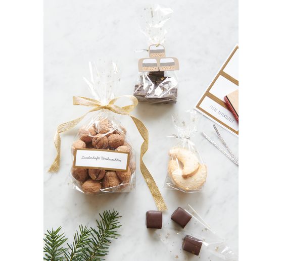 Bottom gusset bag "Golden stars" with sealing strip