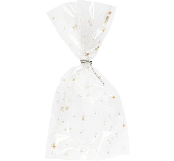 Bottom gusset bag "Golden stars" with sealing strip