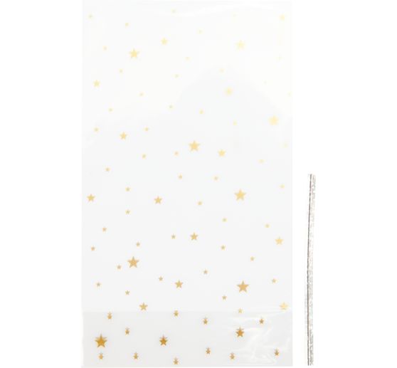 Bottom gusset bag "Golden stars" with sealing strip
