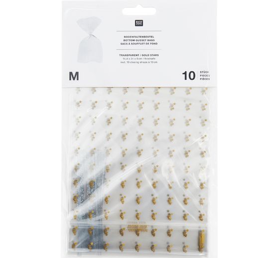 Bottom gusset bag "Golden stars" with sealing strip