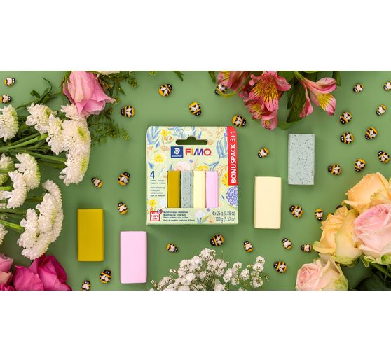 FIMO soft material pack "Pastell and Botanical", 4 colours
