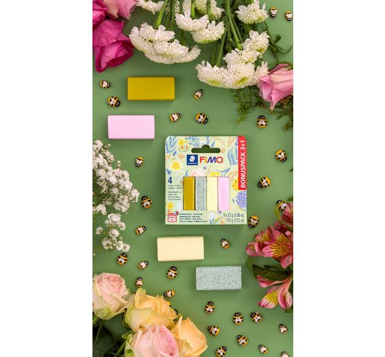 FIMO soft material pack "Pastell and Botanical", 4 colours