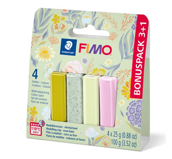 FIMO soft material pack "Pastell and Botanical", 4 colours