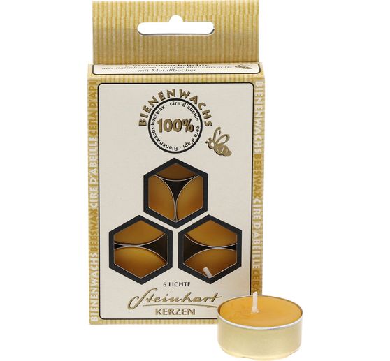 Tealight in 100 % cera d&rsquo;api, confezione da 6