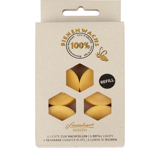 Tealight in 100 % cera d&rsquo;api, confezione da 6