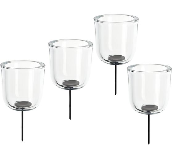 Glass candle holder on spike, 4 pcs.