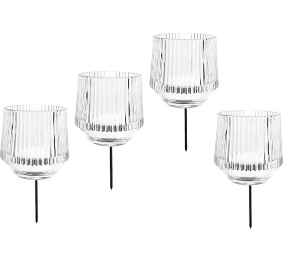 Glass candle holder on spike, 4 pcs.