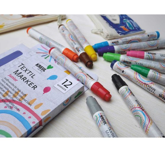 KREUL Marcatore tessile medio "Junior", set di 12 pezzi