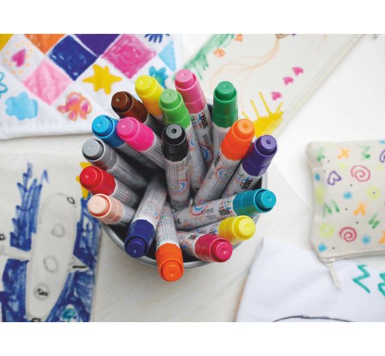 KREUL Marcatore tessile medio "Junior", set di 18 pezzi