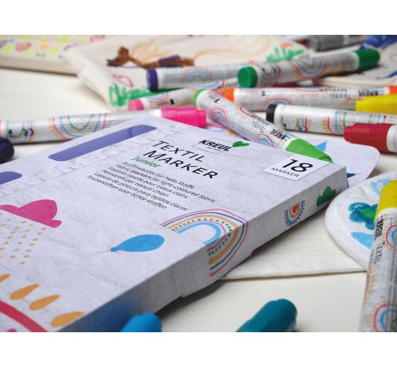 KREUL Marcatore tessile medio "Junior", set di 18 pezzi