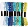 Assortimento di filati da ricamo, 1 mm, 10 colori da 8 m ciascuno Armonia in Blu/Verde