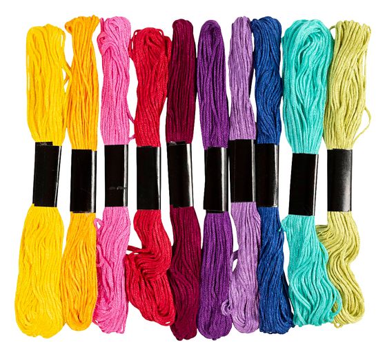 Assortimento di filati da ricamo, 1 mm, 10 colori da 8 m ciascuno