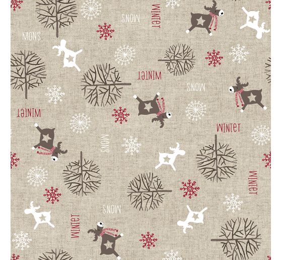 Motif fabric linen look "Frozen"