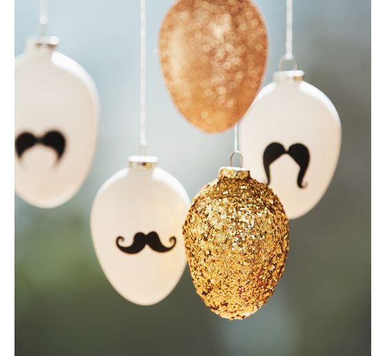 Eggs-Decoration pendant, 12 pieces, Terracotta, white, H 6 cm