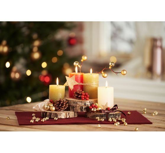 Marble candle, dyed through, pack of 4