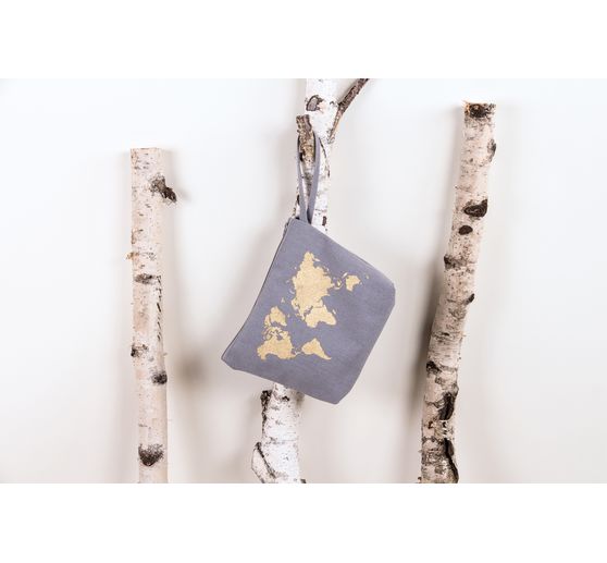 Cosmetic bag with zipper, 22 x 17 cm, Grey