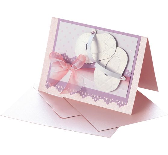 Nacre-Double "Pastel"Cards, 5 pieces