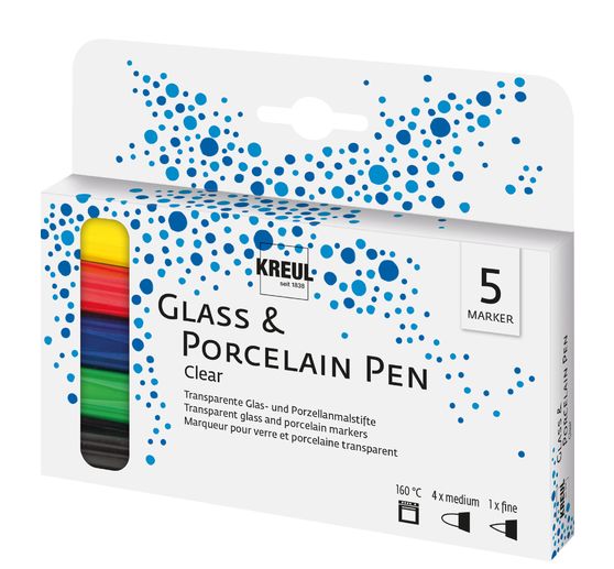 Penna in vetro e procellana KREUL "Clear", set da 5