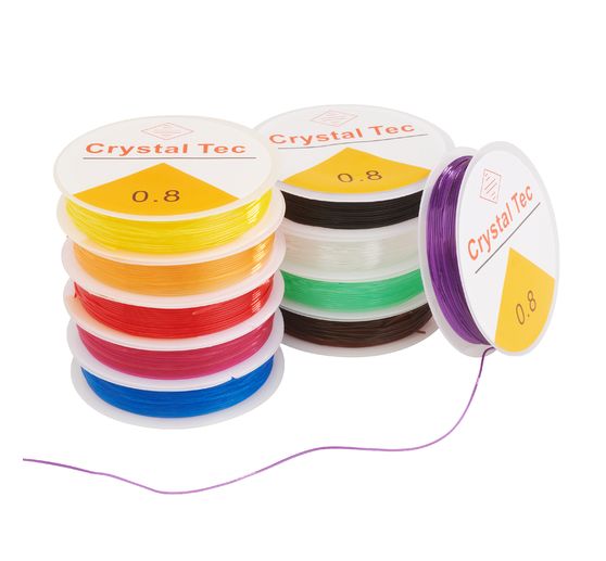 VBS Rubber cords "Magic Stretch", colorful mix, 0.8 mm, 10 rolls à 5 m