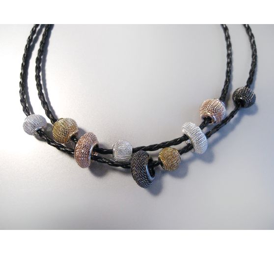 Net bead, large hole bead, approx. 12 x 10 mm