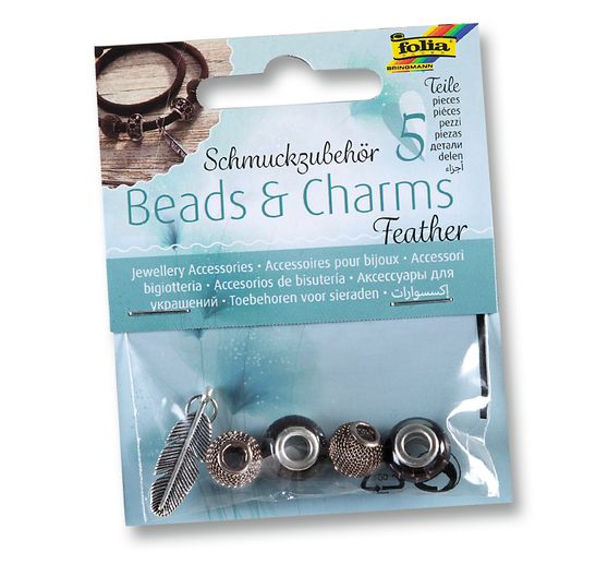 Charms "Feather", 5 pcs.