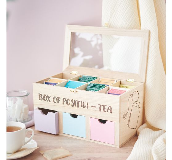 VBS Tea box with 3 drawers and viewing window