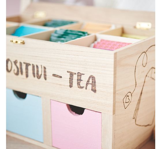 VBS Tea box with 3 drawers and viewing window