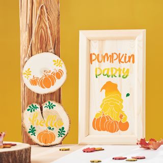 Herbstszene mit Schabloniertechnik