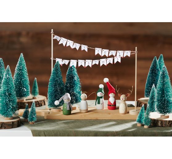 VBS Albero di Natale in miniatura, set da 16, ricoperto di neve