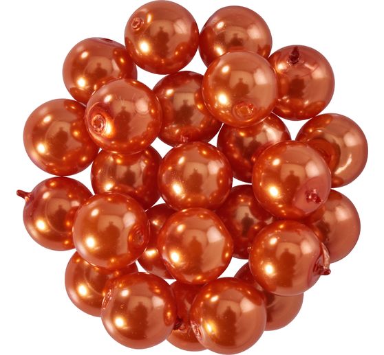 Glass wax beads, Ø 8mm, 25pcs, golden yellow (light orange)
