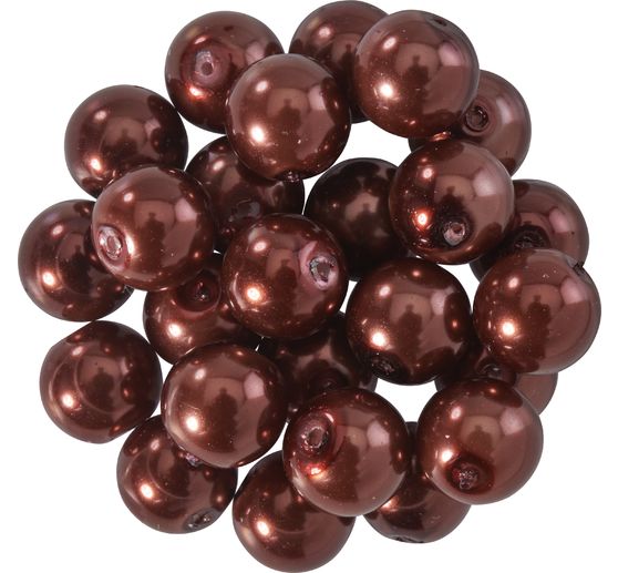 Glass wax beads, Ø 8mm, 25pcs, golden yellow (light orange)