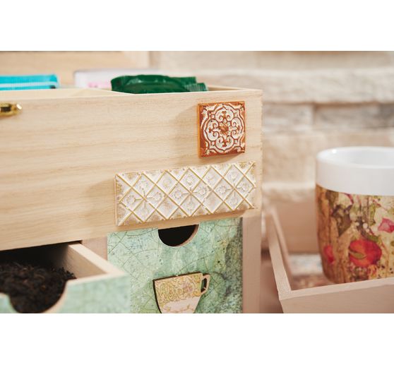 VBS Tea box with 3 drawers and viewing window
