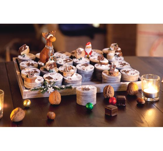 VBS Chipboard boxes "Round" on tray, 24 pieces