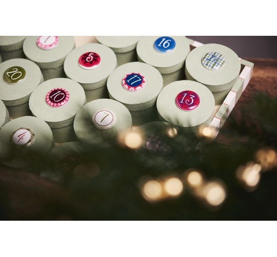 VBS Chipboard boxes "Round" on tray, 24 pieces