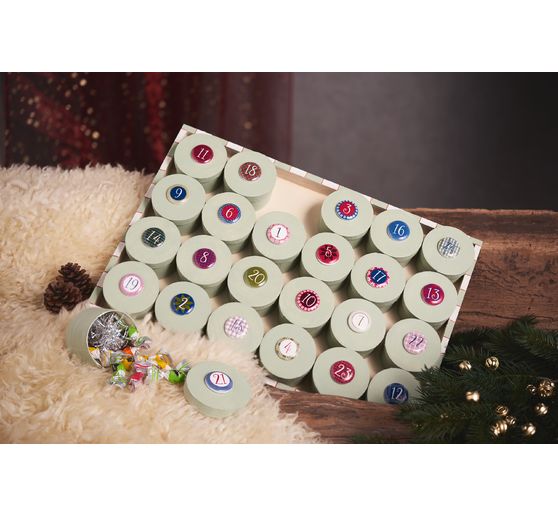 VBS Chipboard boxes "Round" on tray, 24 pieces