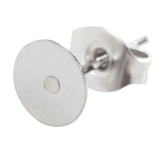 Ear hole stud Stainless steel, 6 mm plate