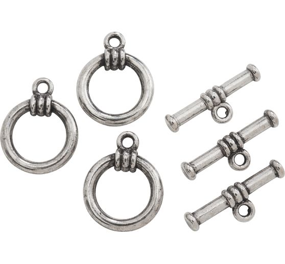 Toggle fastener, silver plated, 3 pieces