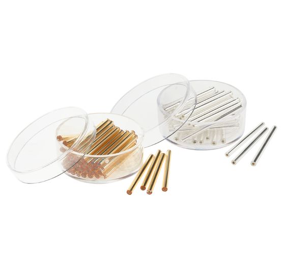 Glass pens with silver inlay