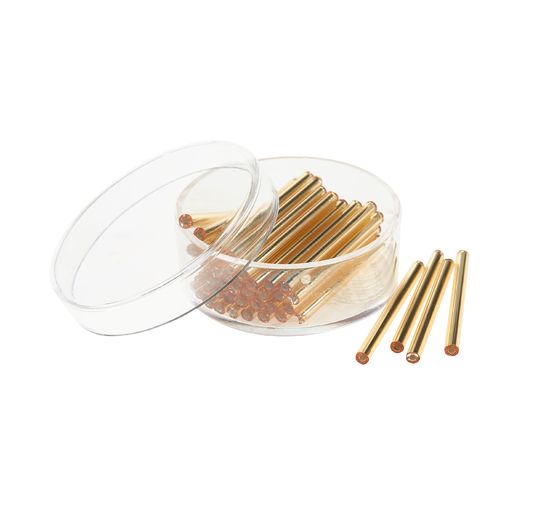 Glass pens with silver inlay