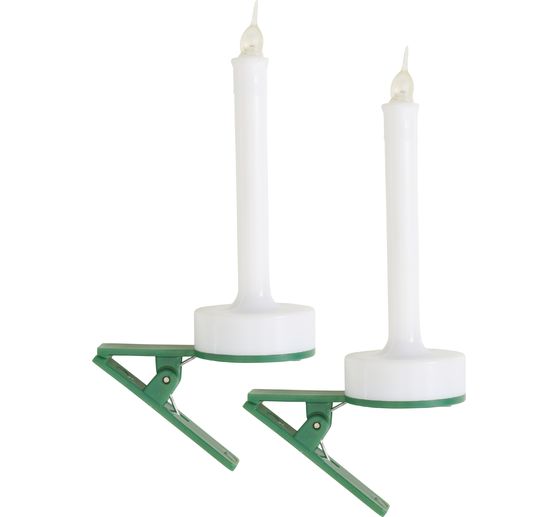 VBS LED Christmas tree candle with clip, 2 pieces